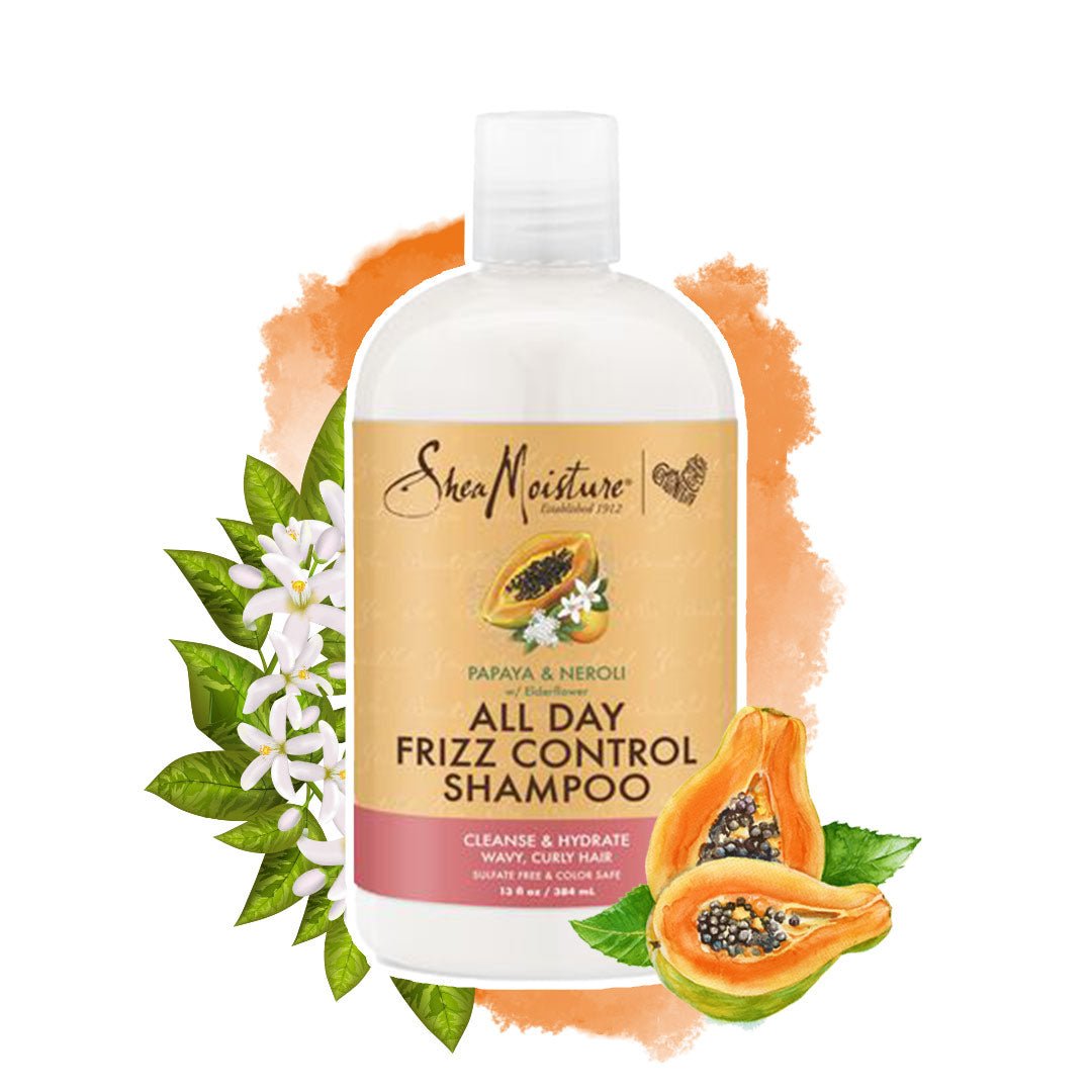 Shampooing All Day Frizz Control à la papaye et au néroli Shea Moisture Papaya & Neroli All Day Frizz Control Shampoo ist ein Shampoo für die Lockenpflege bei lockenkopf.com