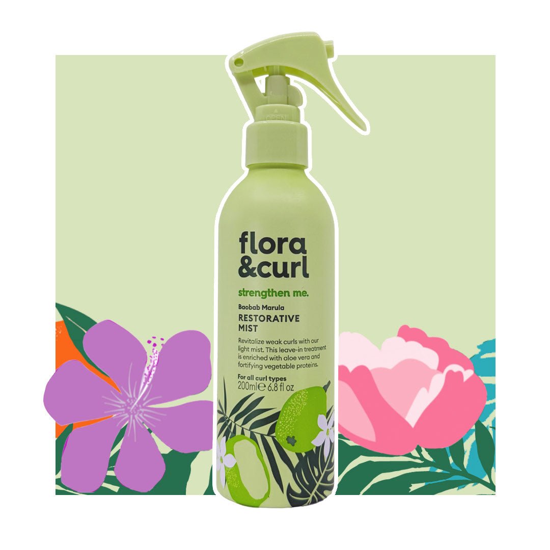 Herstellende nevel baobab marula Flora & Curl Baobab Marula Restorative Mist ist ein Refresh für die Lockenpflege bei lockenkopf.com