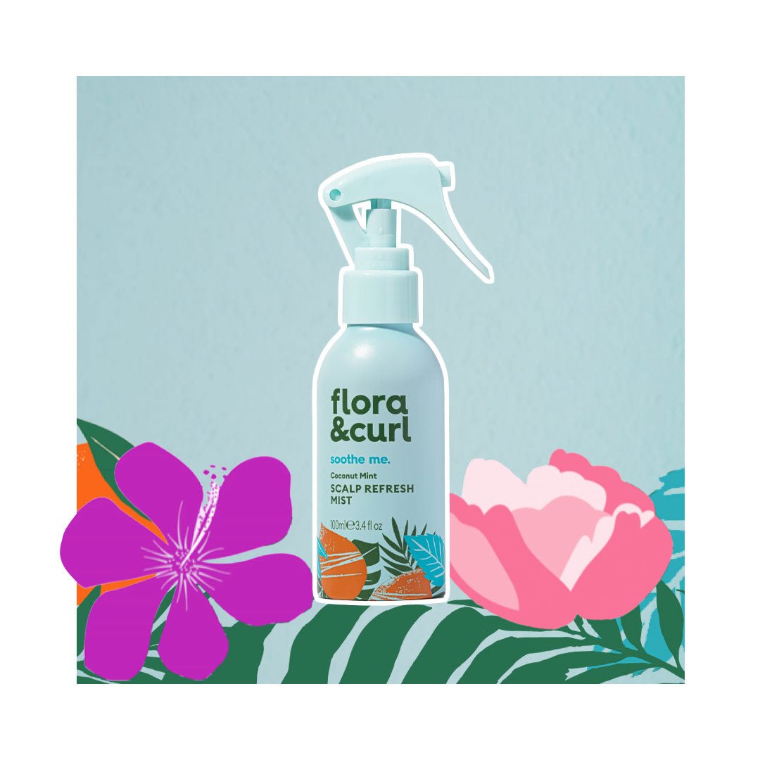 Kokosnootmunt hoofdhuid verfrissingsnevel Flora & Curl Coconut Mint Scalp Refresh Mist ist ein Kopfhaut Pflege für die Lockenpflege bei lockenkopf.com